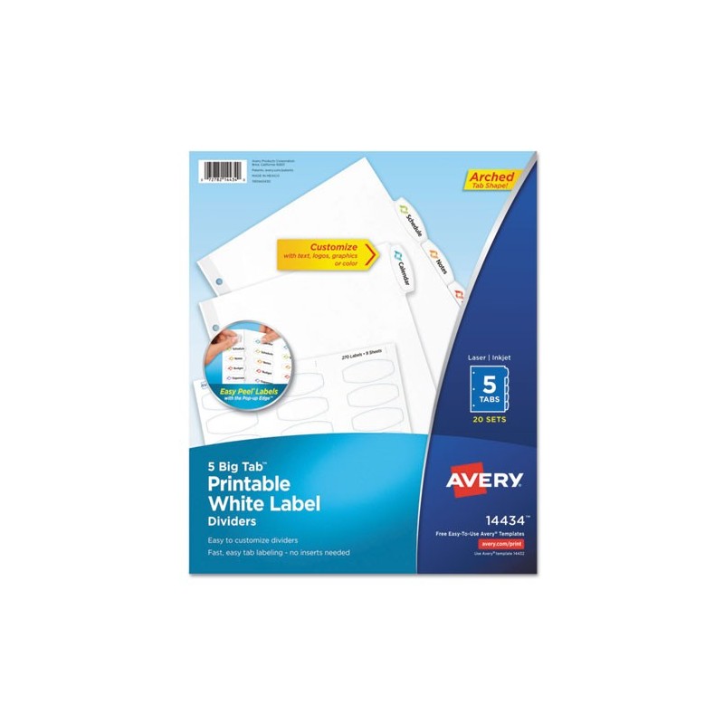 Avery Big Tab Printable White Label Tab Dividers