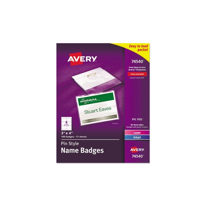 Avery Name Badge Holders Kit with Inserts