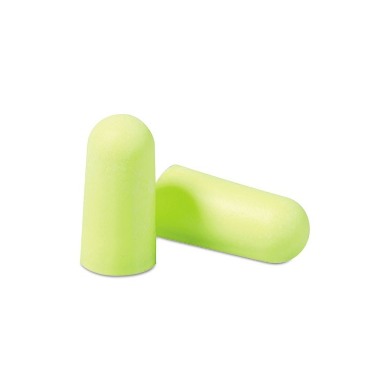 3M E-A-Rsoft Yellow Neon Foam Ear Plugs, 200/Box, NRR 32, Metal Detectable Cord For Work, Drilling, Grinding