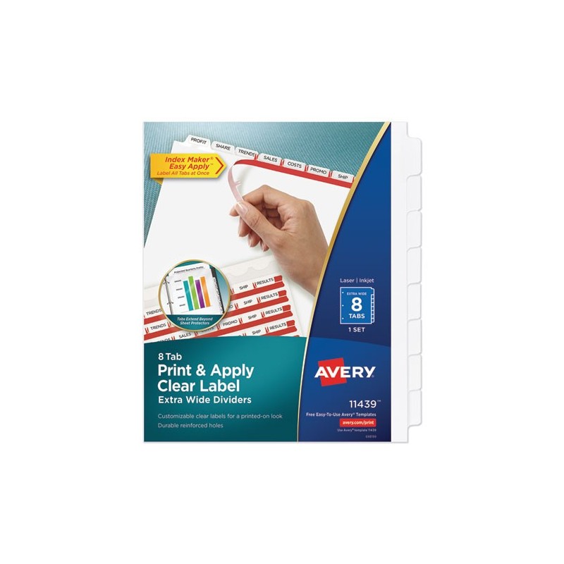 Avery Index Maker Print & Apply Clear Label Dividers with White Tabs