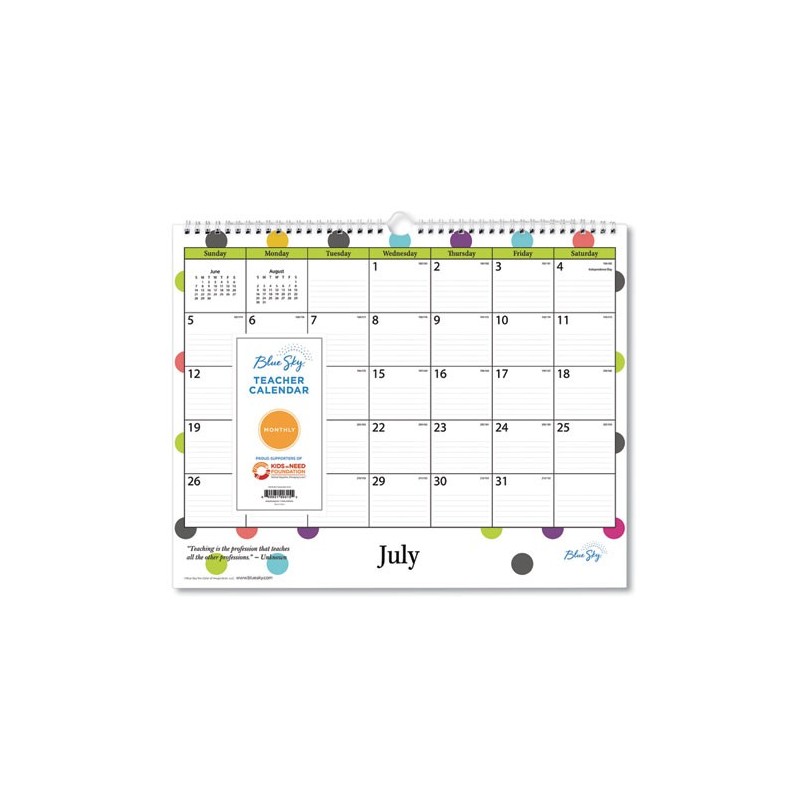 Blue Sky Teacher Dots Academic Year Wall Calendar