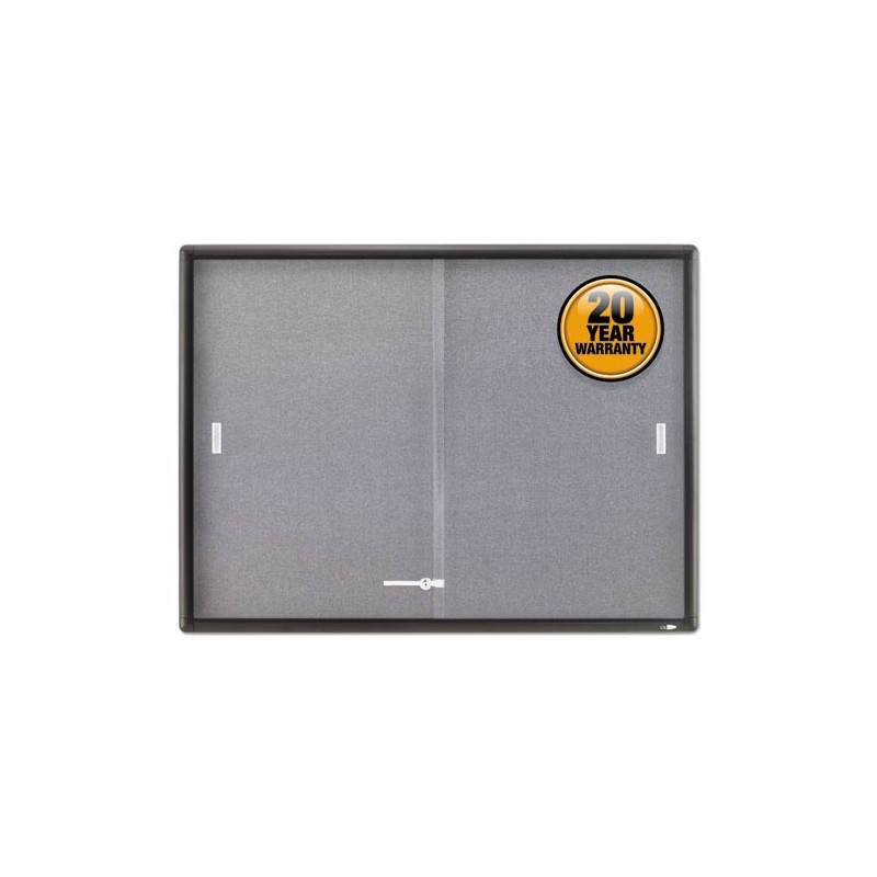 Quartet Enclosed Indoor Cork & Fabric Bulletin Board with Sliding Glass